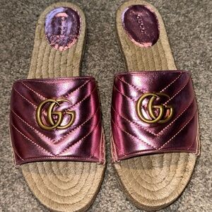 Gucci Women's Metallic Pink Slide Sandals